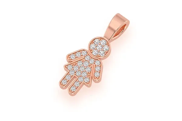 0.10CTW Round Diamond Mini Girl Pendant