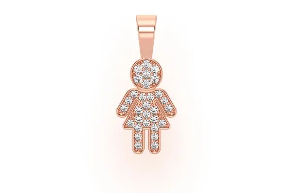 0.10CTW Round Diamond Mini Girl Pendant