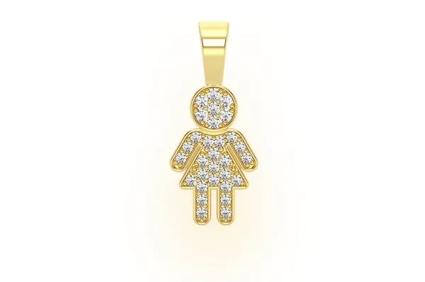 0.10CTW Round Diamond Mini Girl Pendant