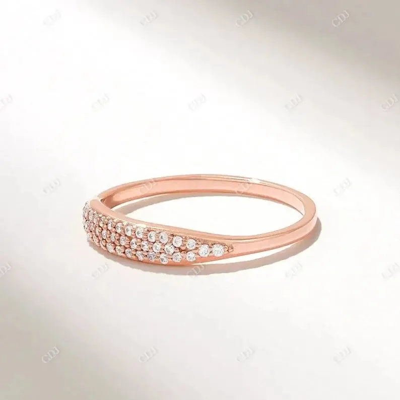 0.14CTW Pave Diamond Signet Wedding Band