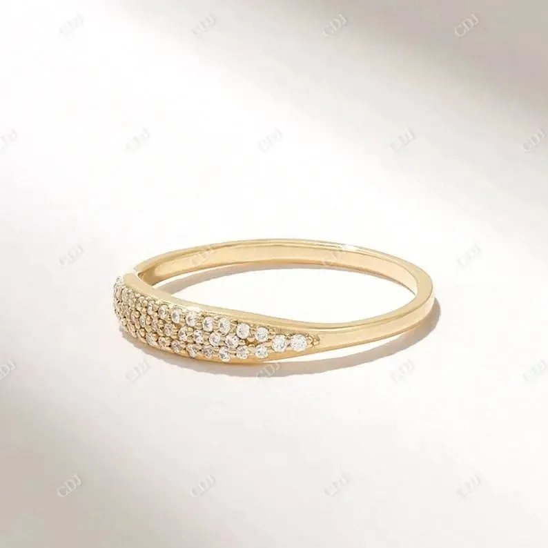 0.14CTW Pave Diamond Signet Wedding Band