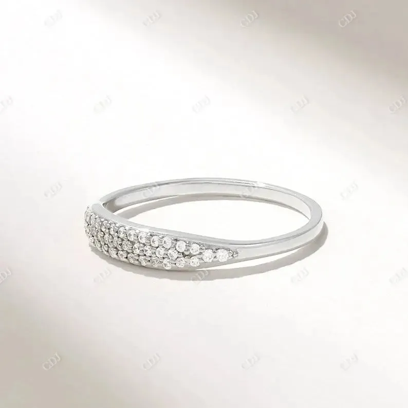 0.14CTW Pave Diamond Signet Wedding Band