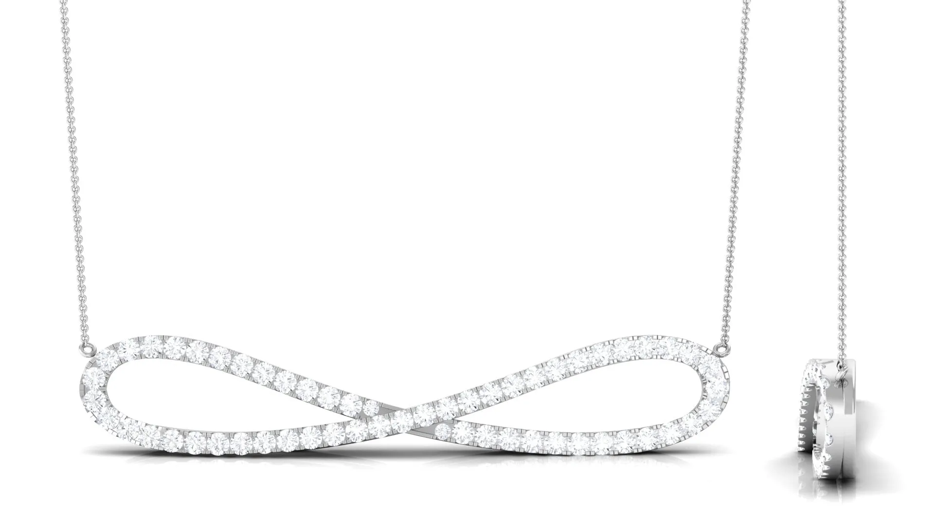 0.75 CT Certified Moissanite Infinity Necklace in Pave Setting