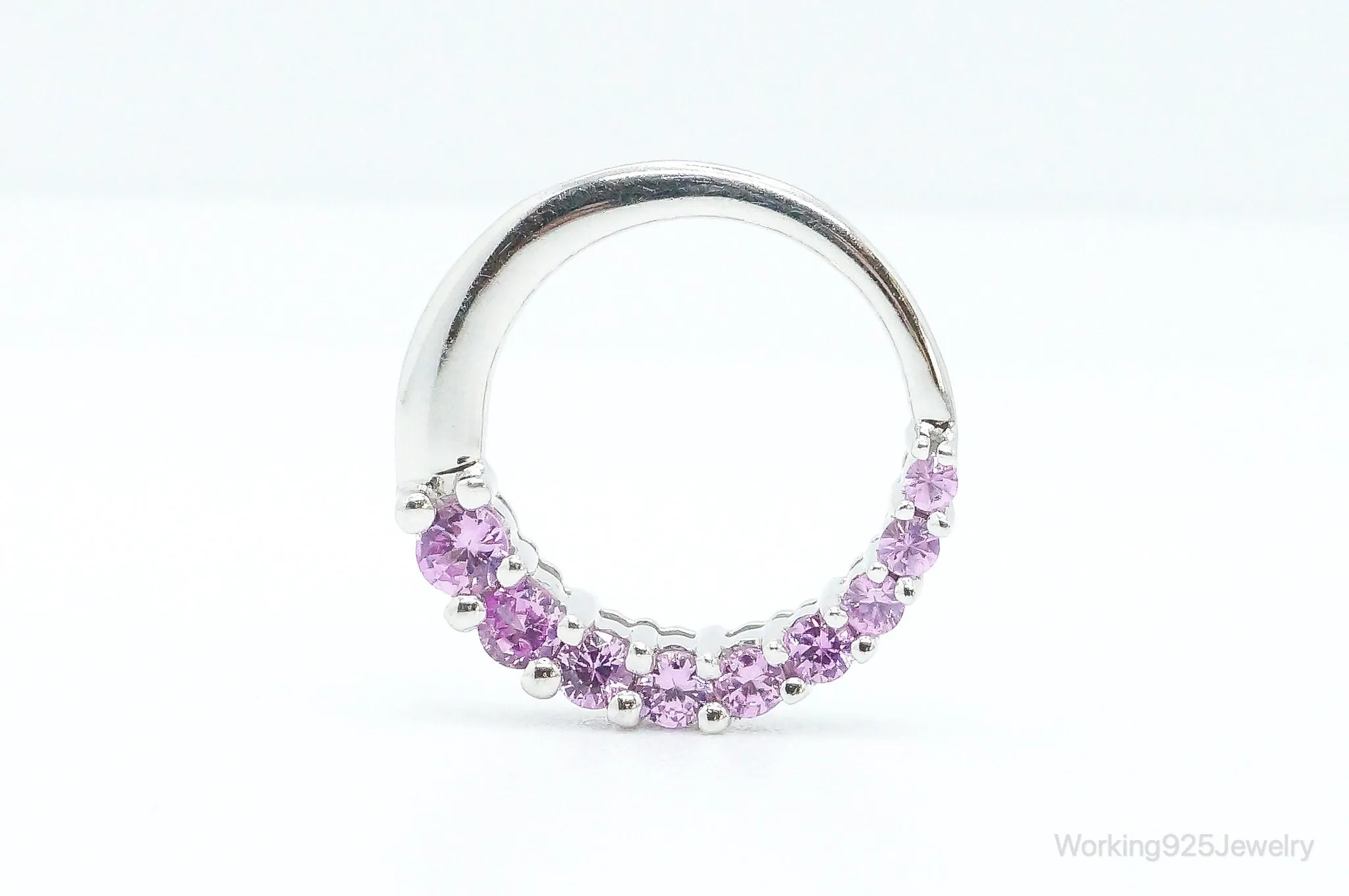 10K White Gold Pink Sapphire Sterling Silver Necklace Pendant