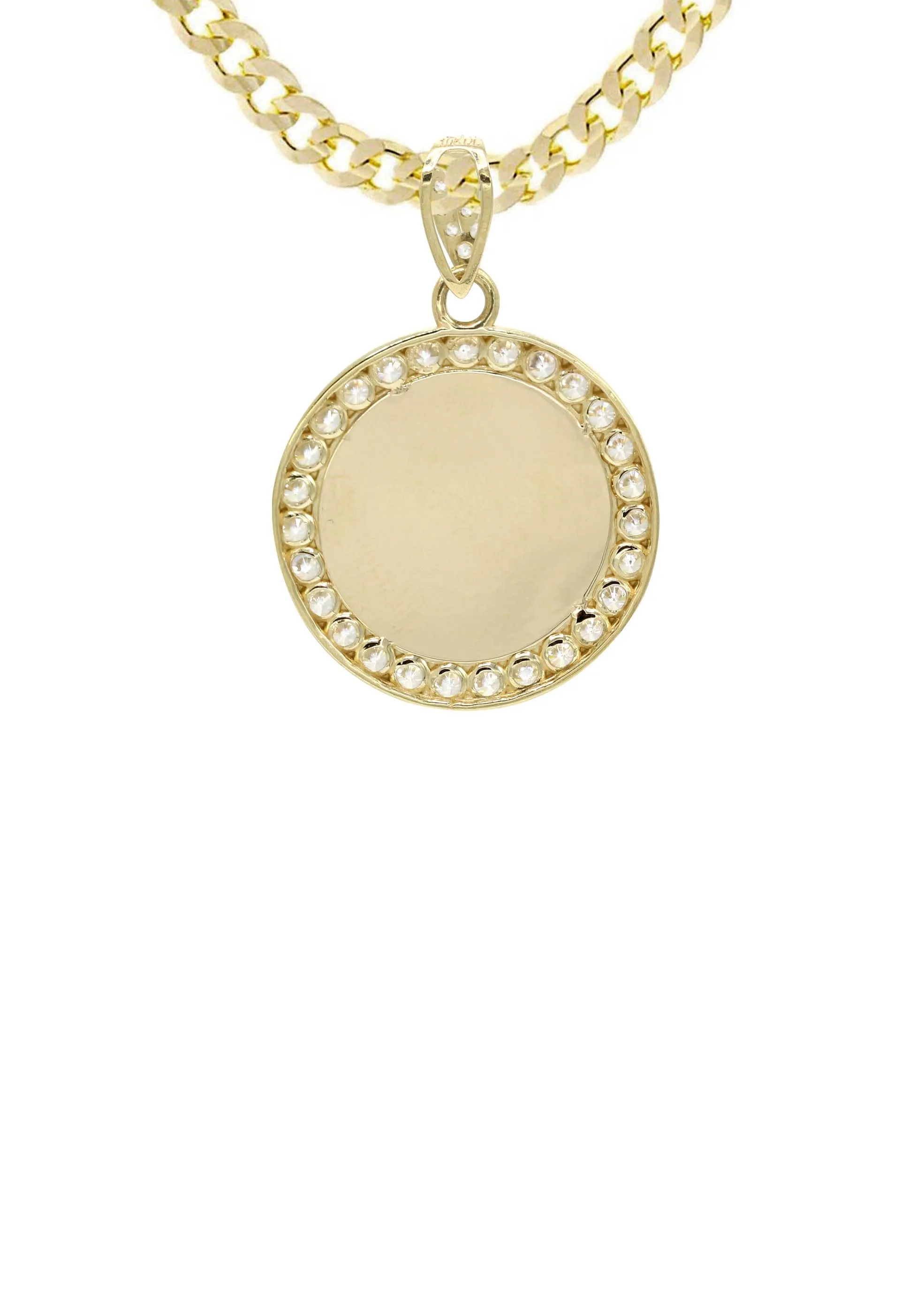 10K Yellow Gold CZ Picture Pendant Necklace | Appx. 13 Grams