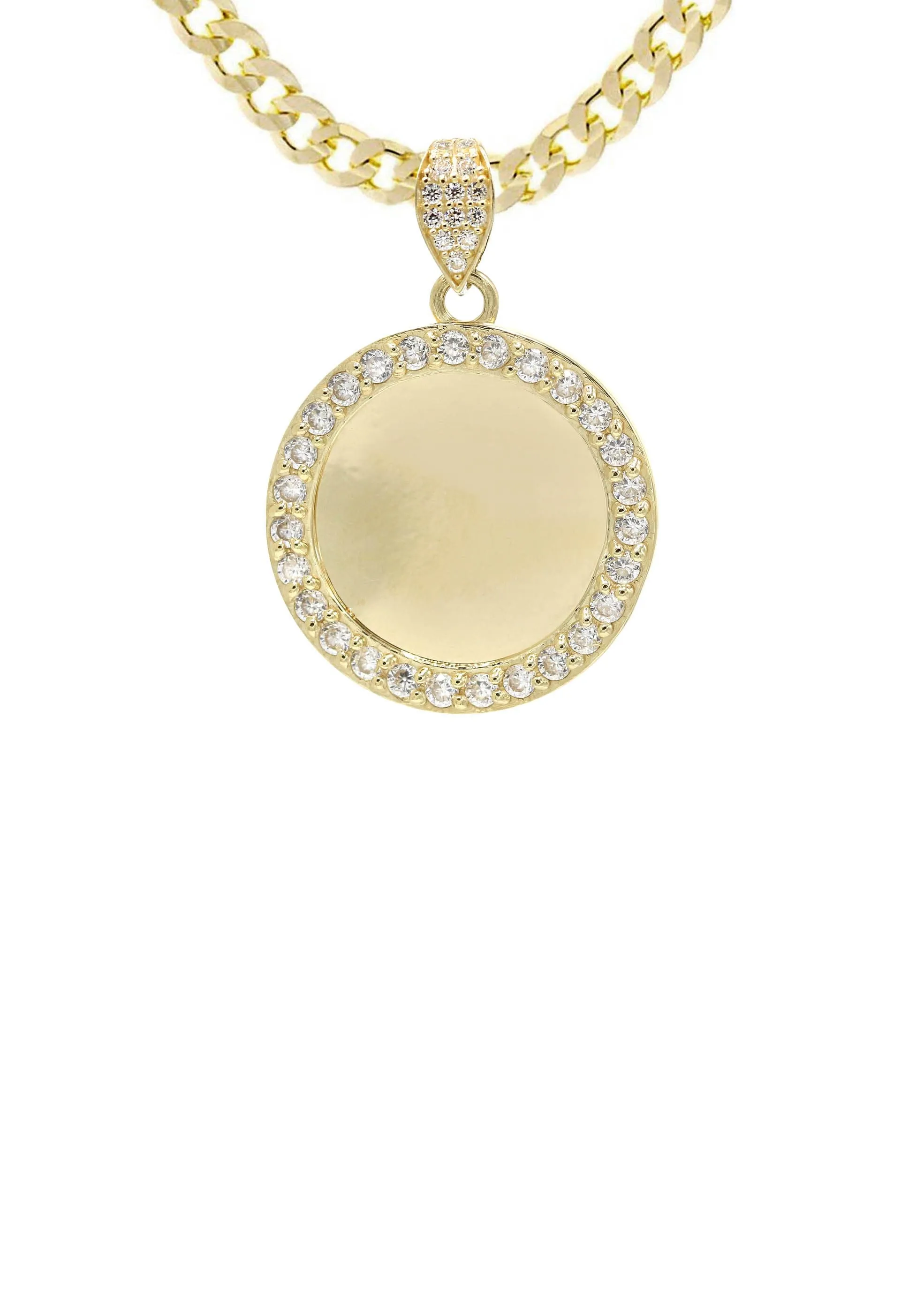 10K Yellow Gold CZ Picture Pendant Necklace | Appx. 13 Grams