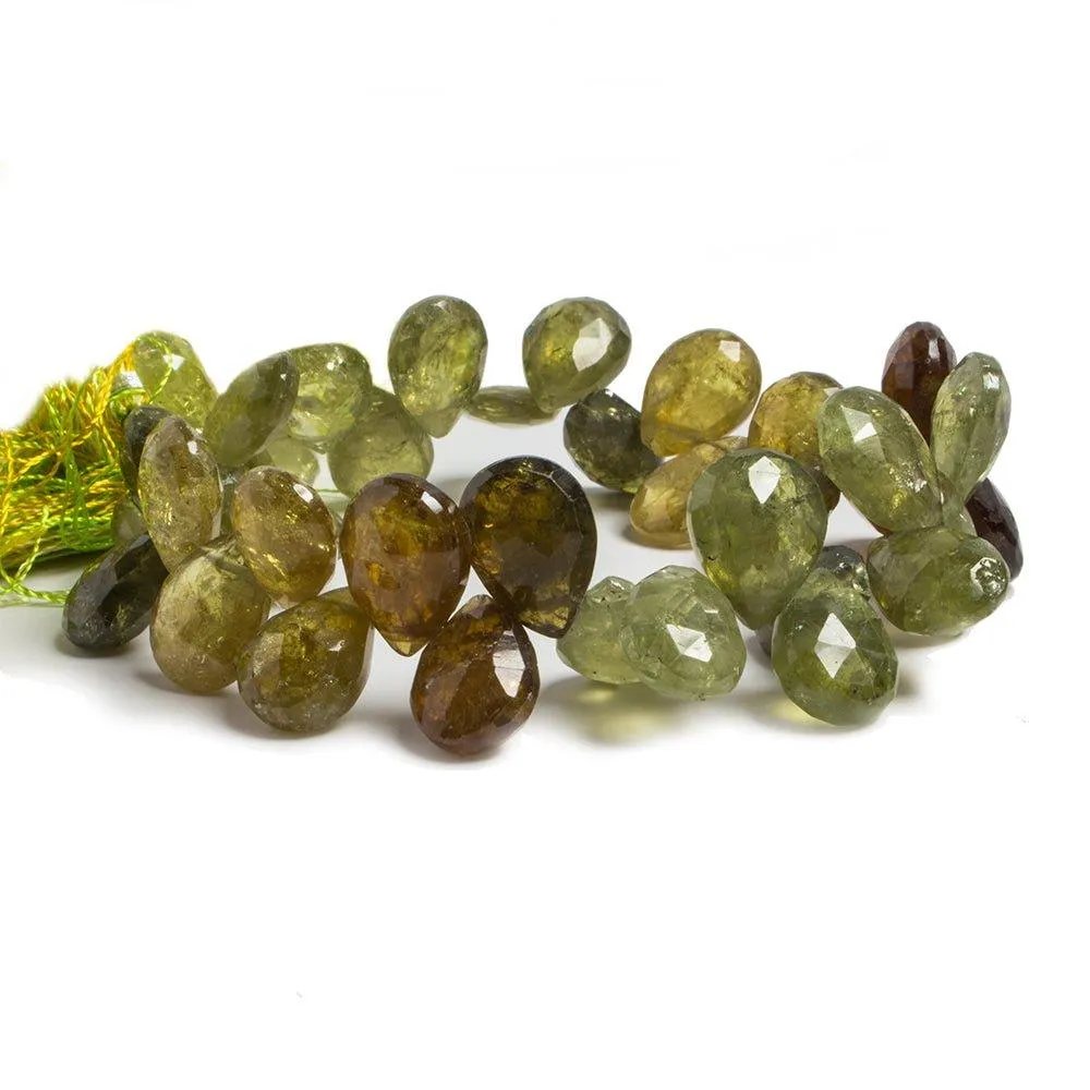 11x9-13x9mm Green Grossular Garnet Faceted Pear 7.5 inch