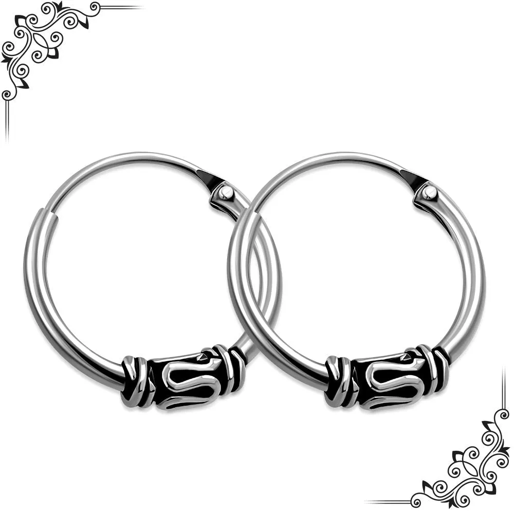 12mm Wide - 1.2mm Thick Bali Silver Hoop Earrings