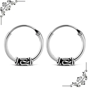 12mm Wide - 1.2mm Thick Bali Silver Hoop Earrings