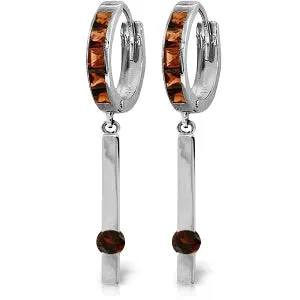 1.35 Carat 14K Solid White Gold Never Bleary Garnet Earrings