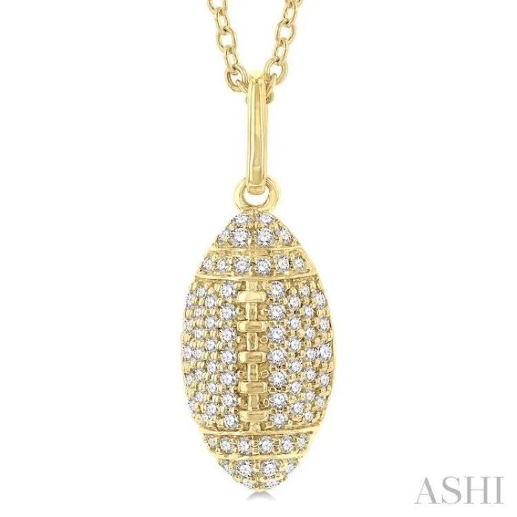 1/4 ctw Petite American Football Round Cut Diamond Fashion Pendant With Chain in 10K Yellow Gold