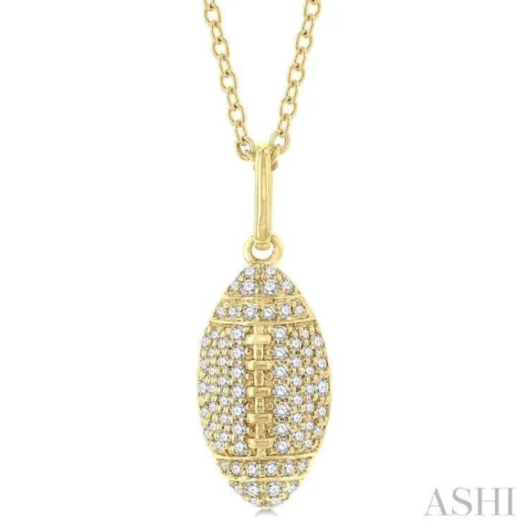 1/4 ctw Petite American Football Round Cut Diamond Fashion Pendant With Chain in 10K Yellow Gold