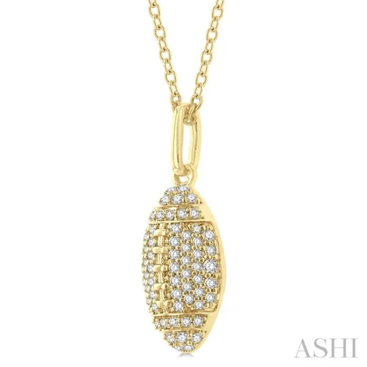 1/4 ctw Petite American Football Round Cut Diamond Fashion Pendant With Chain in 10K Yellow Gold