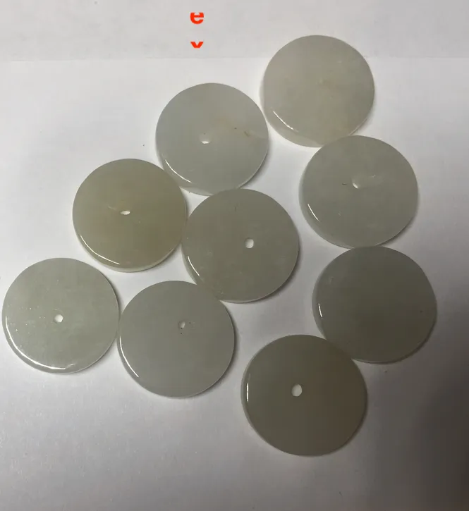 14.8mm Type A 100% Natural icy watery light purple/yellow/white /green Jadeite Jade Safety Guardian Button Pendant group AX161