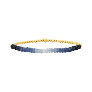 14K Gold Filled 2mm 6.50" Stretch Blue Sapphire Bracelet