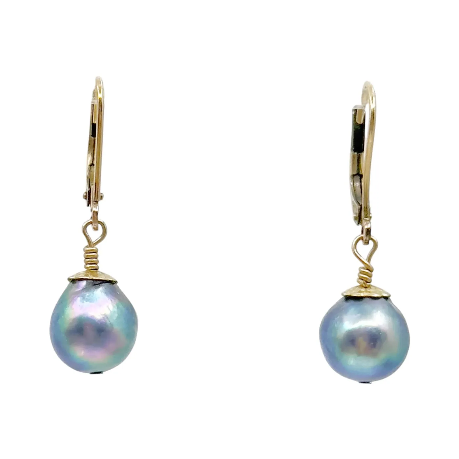 14k Gold filled blue gray Akoya pearl earrings