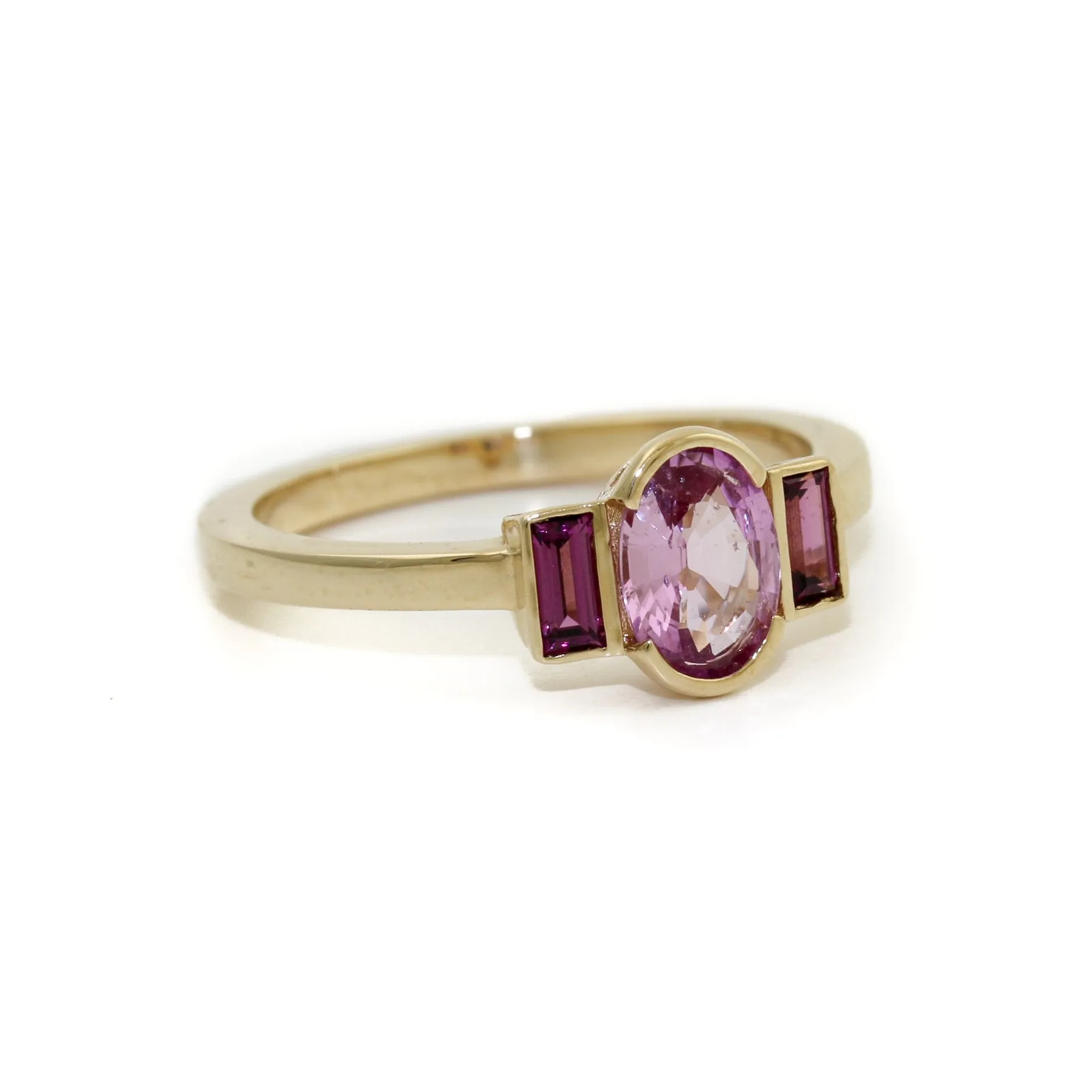 14k Gold x Pink Sapphire & Grape Garnet Engagement