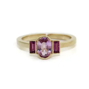 14k Gold x Pink Sapphire & Grape Garnet Engagement