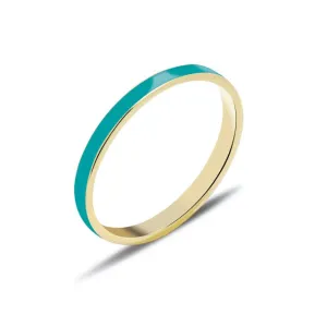 14K Solid Gold Colorful Mood Ring with Blue Enamel – Vibrant Design with Certified Enamel