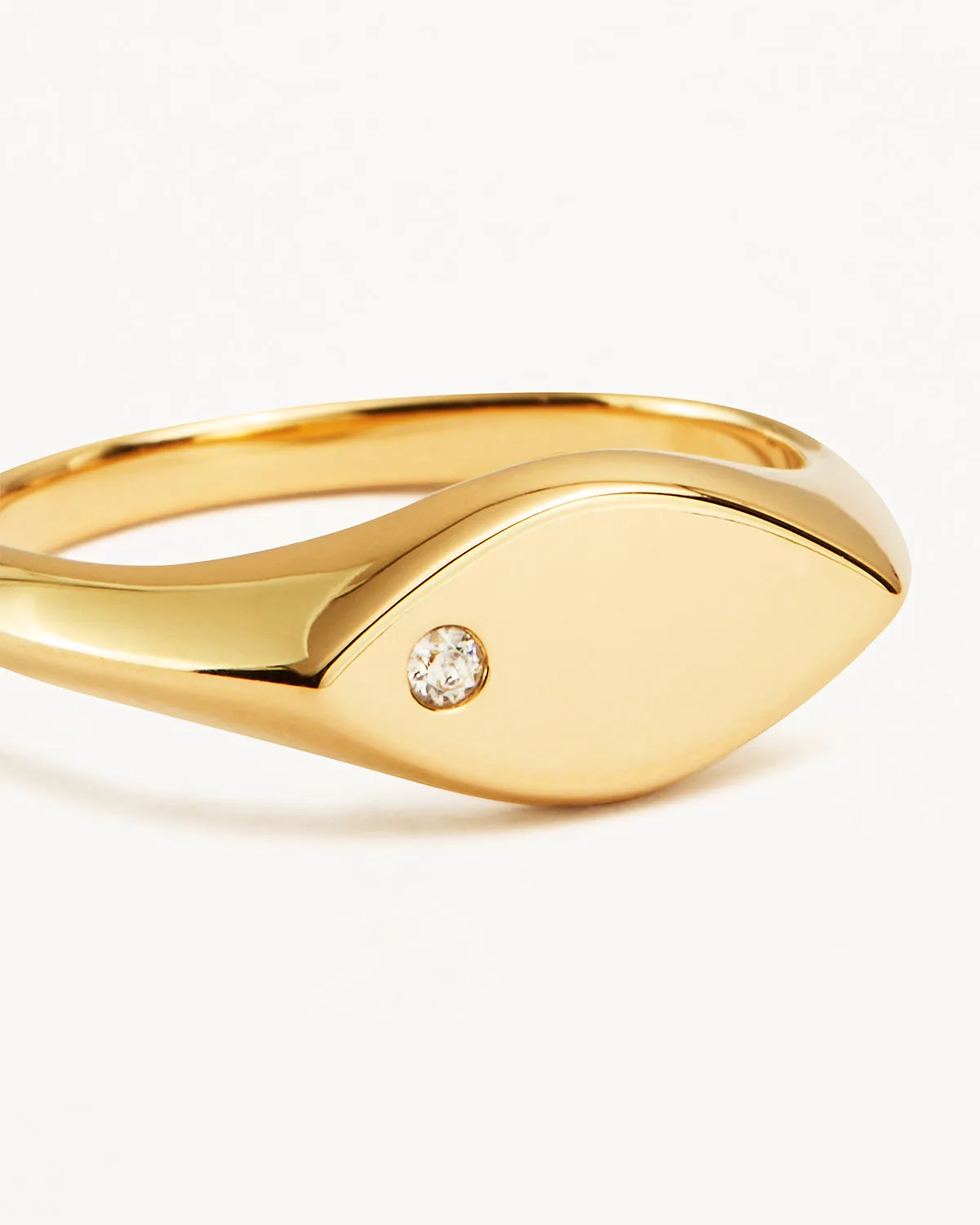 14k Solid Gold Petal Diamond Signet Ring