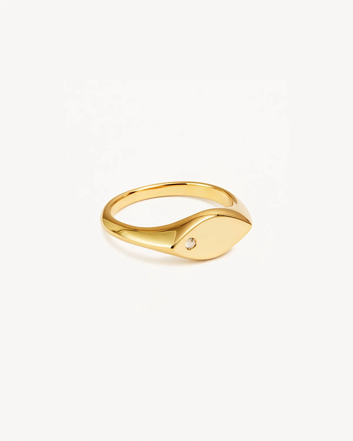 14k Solid Gold Petal Diamond Signet Ring