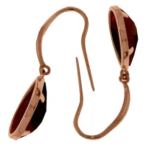 14K Solid Rose Gold Fish Hook Earrings w/ Natural Garnets