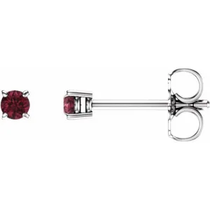 14K White 2.5 mm Natural Mozambique Garnet Stud Earrings with Friction Post