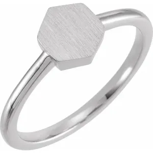 14K White Gold 9.5x8 mm Geometric Signet Ring