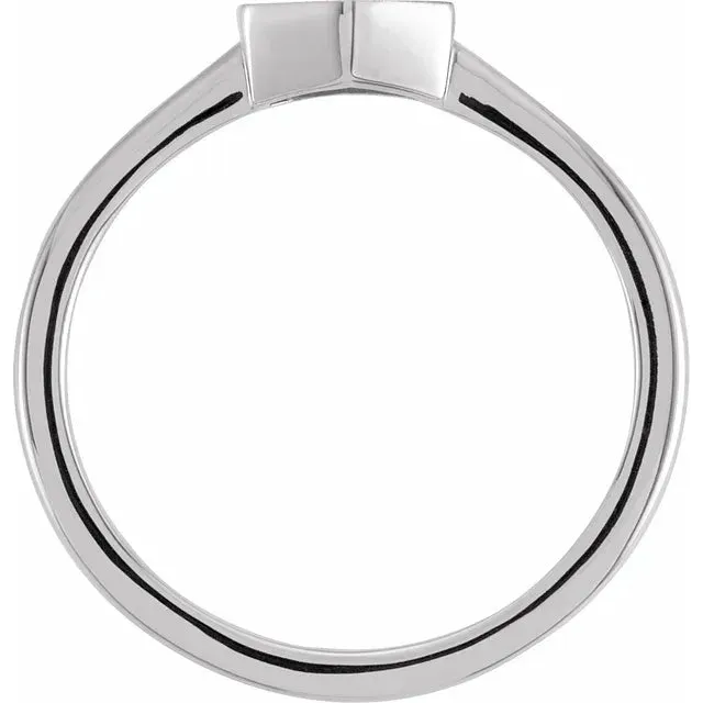 14K White Gold 9.5x8 mm Geometric Signet Ring