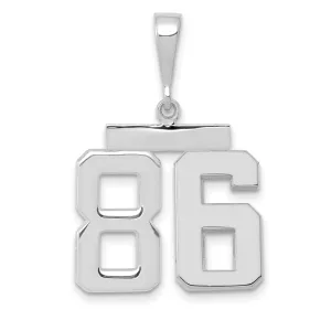 14k White Gold Polished Finish Medium Size Number 86 Charm Pendant