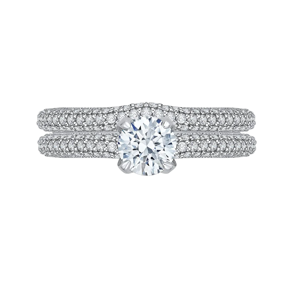 14K White Gold Round Diamond Cathedral Style Engagement Ring