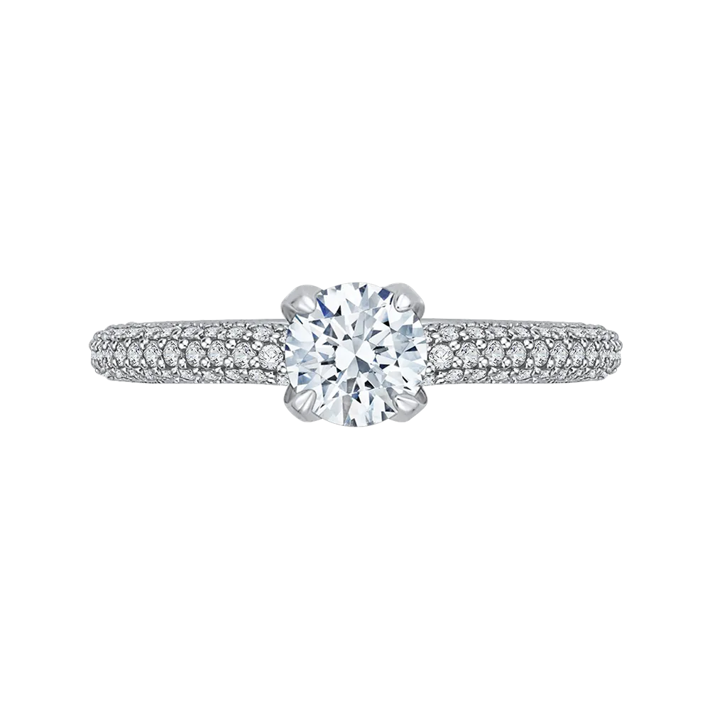 14K White Gold Round Diamond Cathedral Style Engagement Ring