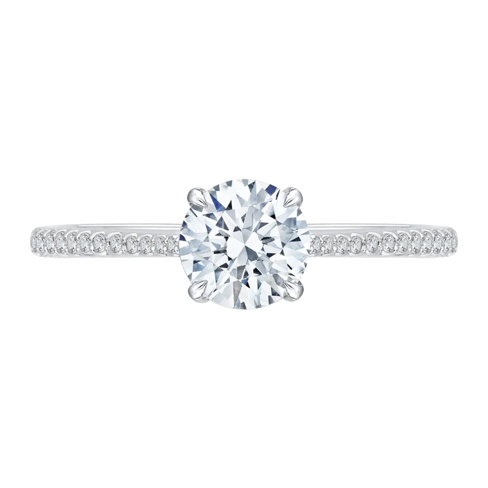 14K White Gold Round Diamond Engagement Ring (Semi Mount)