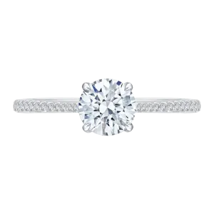 14K White Gold Round Diamond Engagement Ring (Semi Mount)