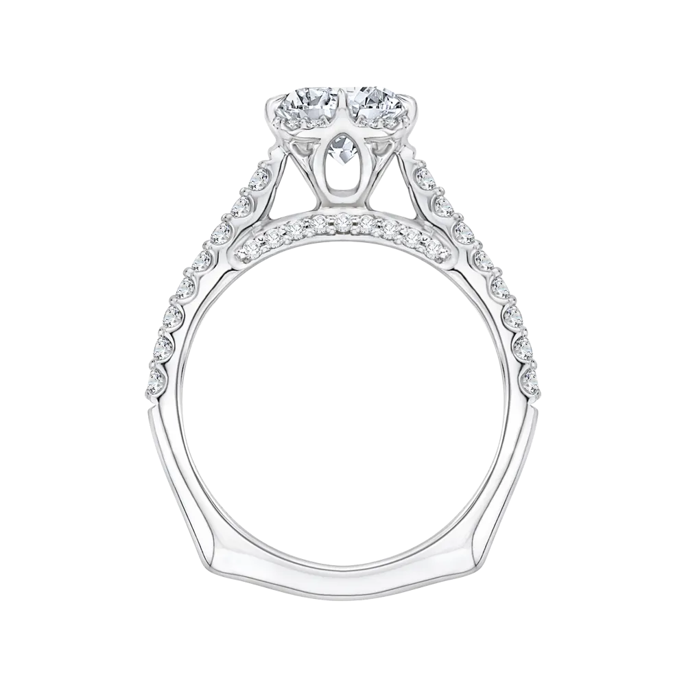 14K White Gold Round Diamond Engagement Ring with Euro Shank (Semi Mount)