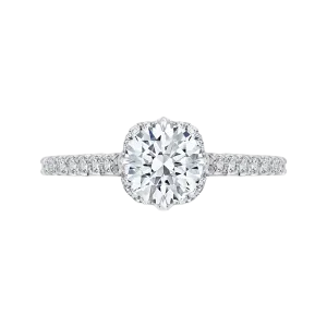 14K White Gold Round Diamond Engagement Ring with Euro Shank (Semi Mount)