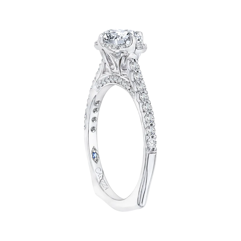 14K White Gold Round Diamond Engagement Ring with Euro Shank (Semi Mount)