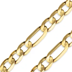 14K Yellow 3.50mm-7.50mm Hollow FIGARO Bracelets