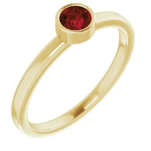 14K Yellow 4 mm Natural Mozambique Garnet Ring