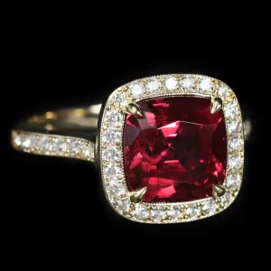 14K Yellow Gold 4.46 Carat Garnet and Diamond Ring