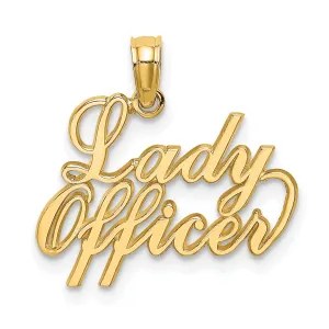 14k Yellow Gold Open Back Polished Finish LADY OFFICER Charm Pendant