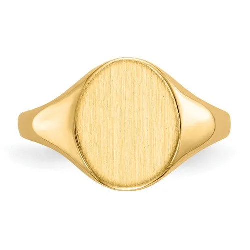 14k Yellow Gold Solid 10mm Oval Signet Ring (Ladies Sizes)