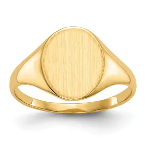 14k Yellow Gold Solid 10mm Oval Signet Ring (Ladies Sizes)