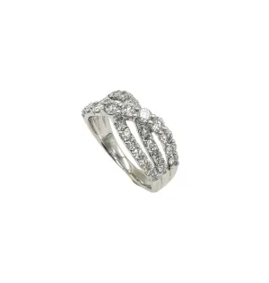 1.50 Carat Total Weight 3 Row X-Over Ring