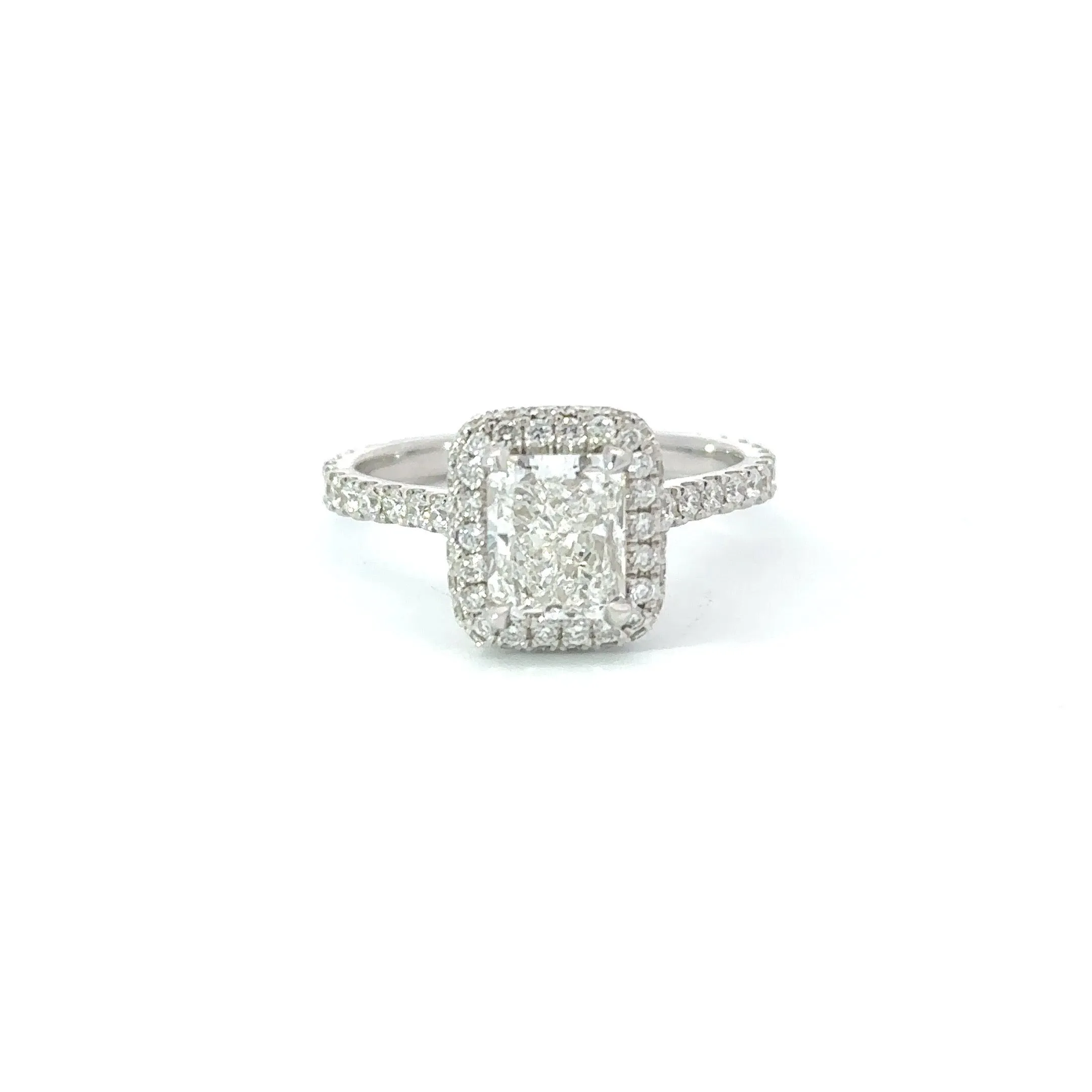 1.51 Radiant Natural Diamond Engagement Ring with 2D Halo