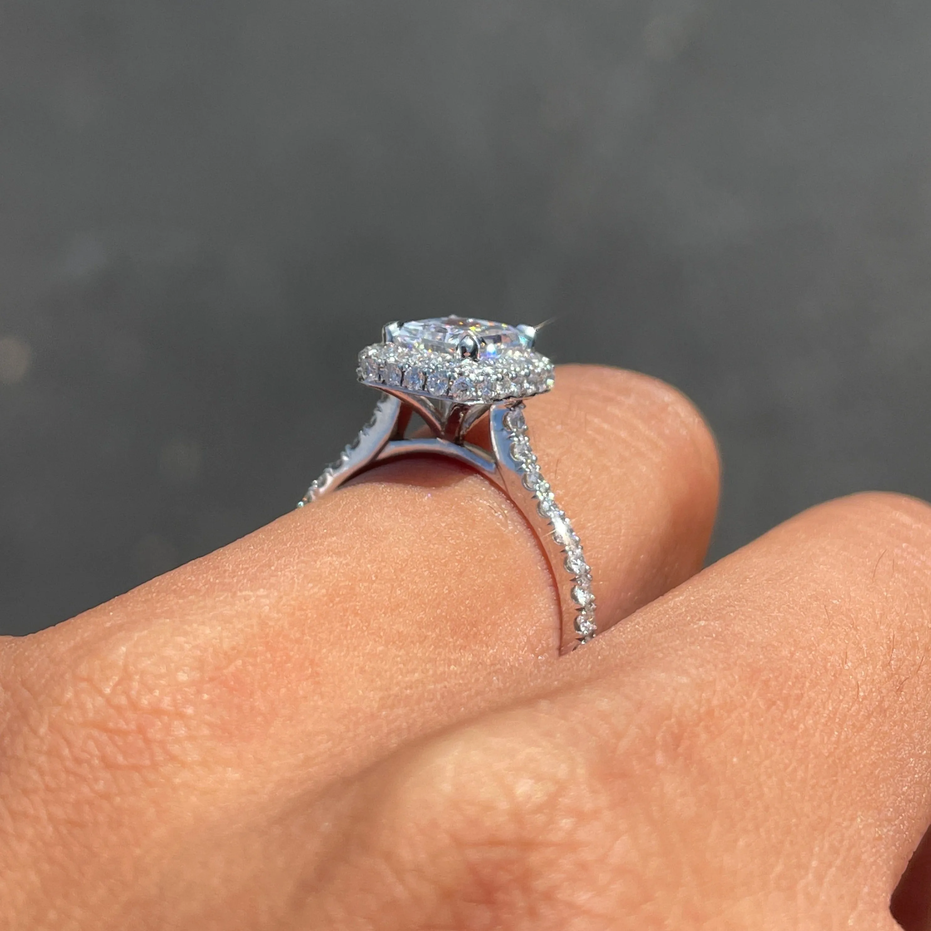 1.51 Radiant Natural Diamond Engagement Ring with 2D Halo