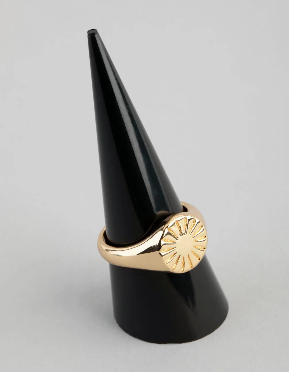 18ct Gold Plated Brass Sunray Signet Ring