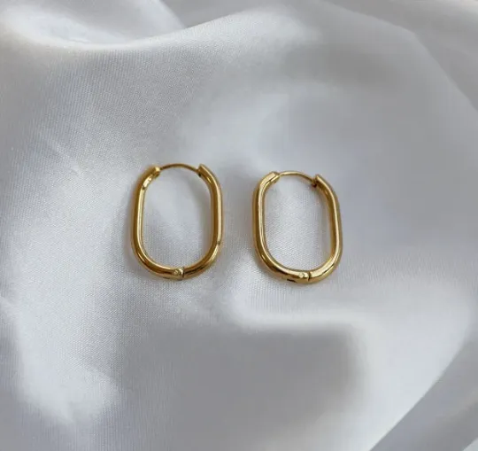 18K Gold-Filled Oval Link Hoop Earrings