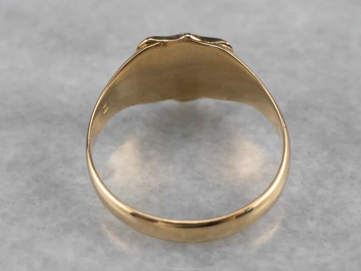 18K Gold Shield Signet Ring