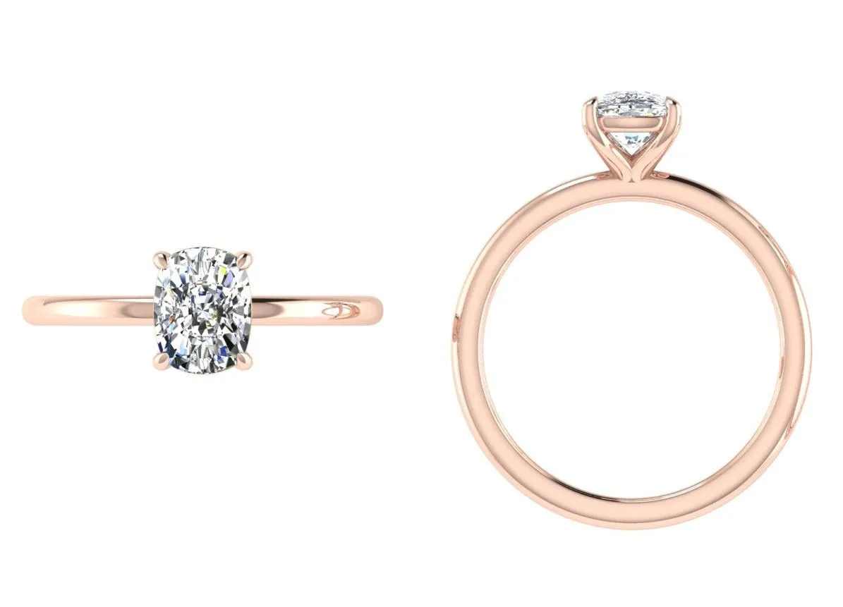 18K Rose Gold Cushion Solitaire Custom Engagement Ring